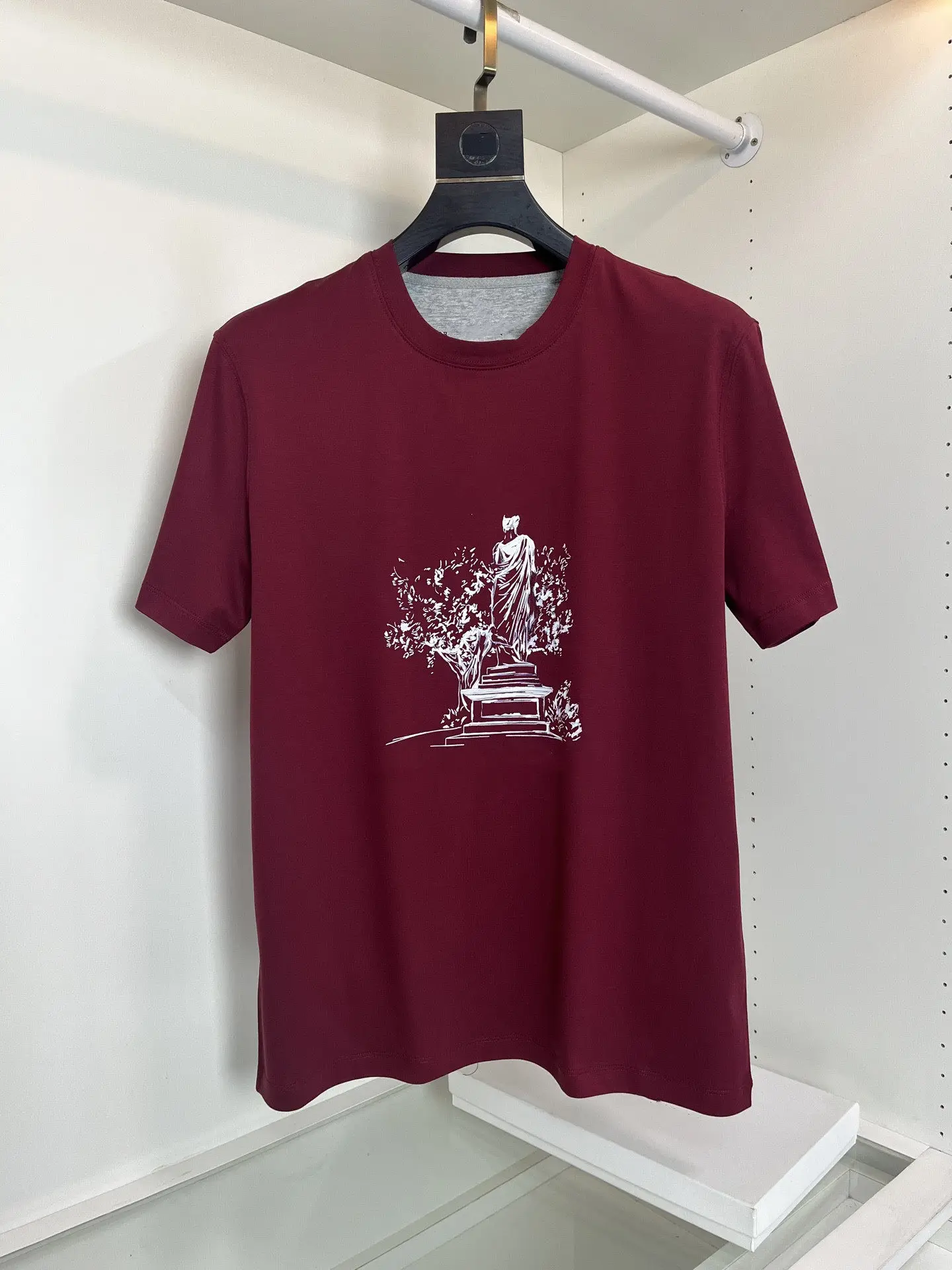 Italian BC26 Early Spring Business Casual Printing Crew Neck Short Sleeve T-Shirt Old Money Wind Mercerized Cotton Half Sleeve