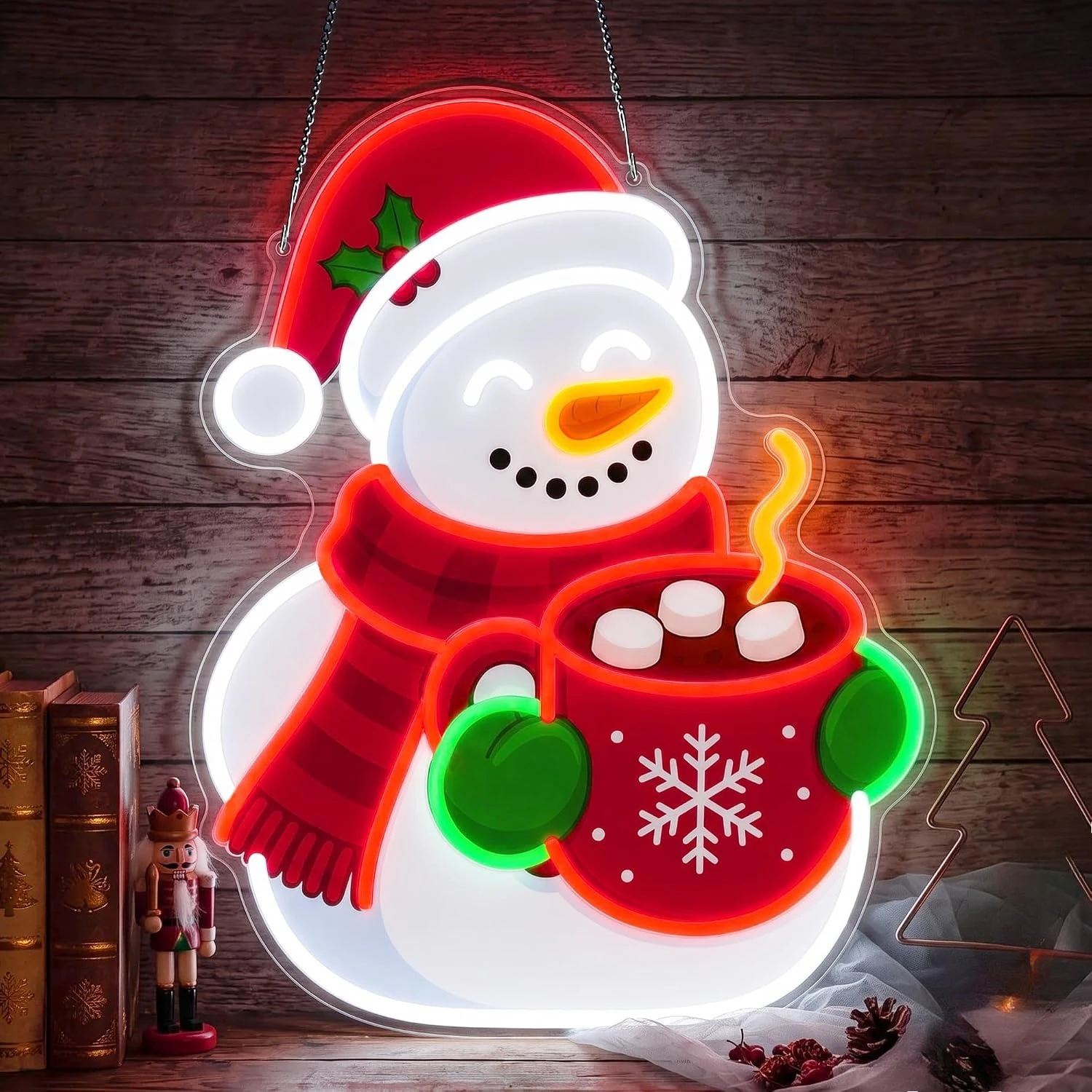 Christmas Snowman Neon Sign USB LED Neon Light, Christmas Party Bedroom Home Window Bar Holiday Decoration Gift Night Light