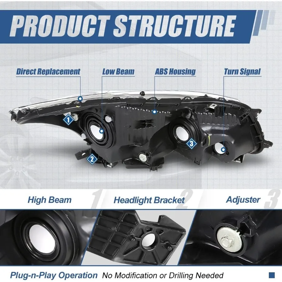 مجموعة المصابيح الأمامية على طراز المصنع لهوندا أكورد 4 أبواب سيدان 20082012 متوافقة مع السائق والراكب #4