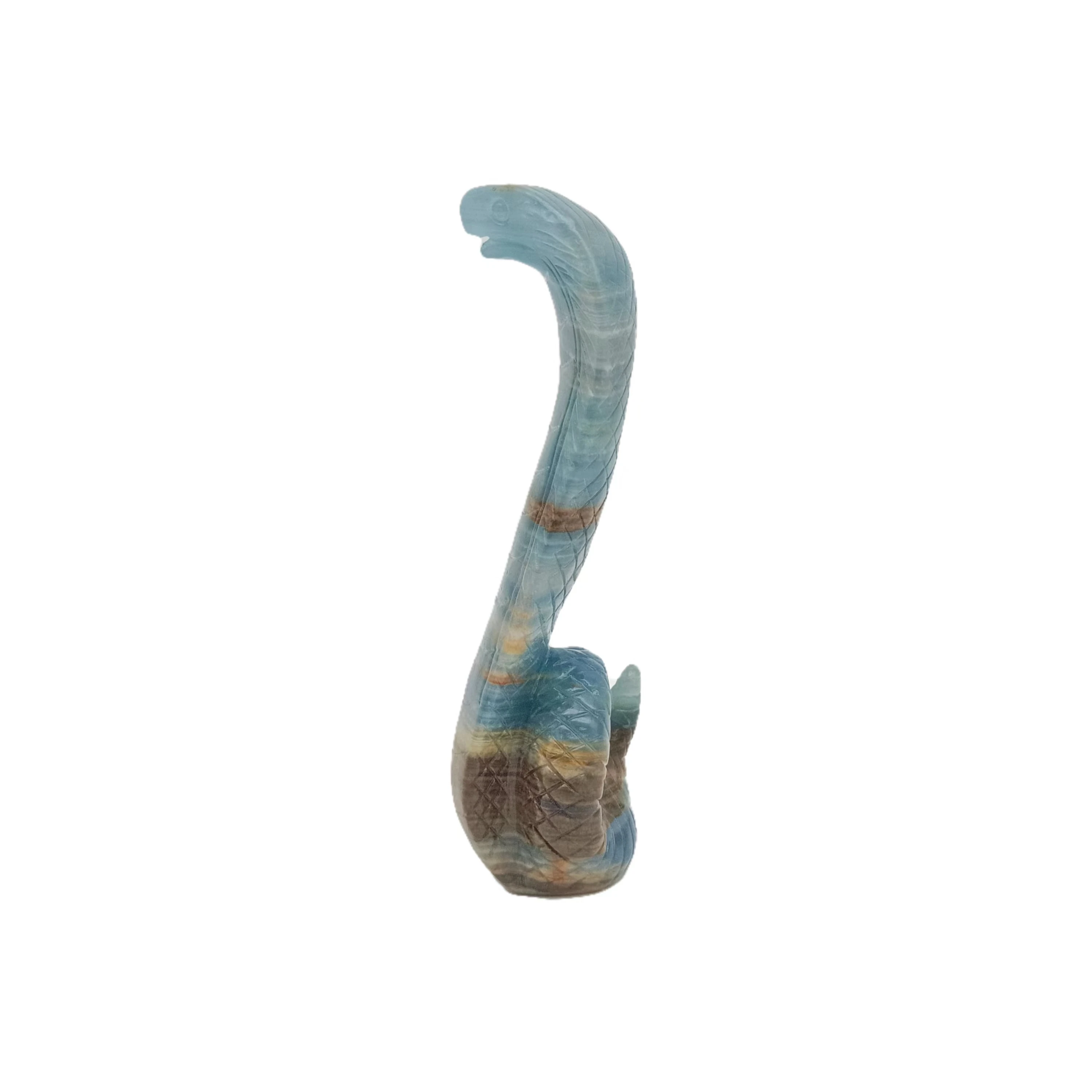 Imagem -04 - Mão de Cristal Esculpida Gemstone Blue Onyx Snake Escultura Fine Art Ophidian Forma Estátua Presente de Cura Decoração Home Personalização