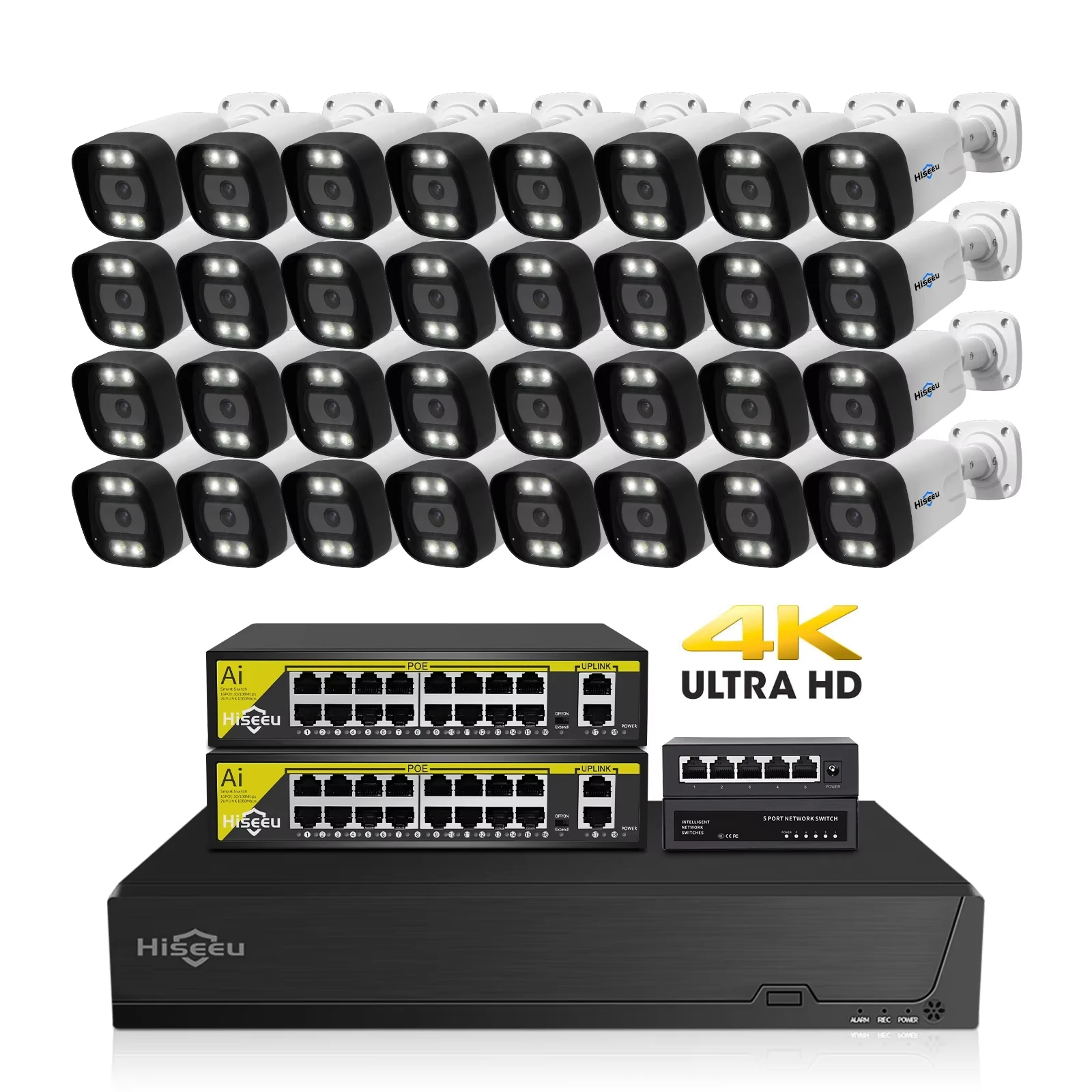 32CH Full HD 4K جيجابت إيثرنت ميناء اللون للرؤية الليلية IP 32 قناة 8MP CCTV نظام الكاميرا الأمنية