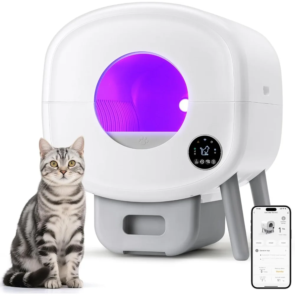 

Automatic Cat Litter Box,Self Cleaning Litter Box Large Capacity for Multiple Cats with App Control and Safety Protection,