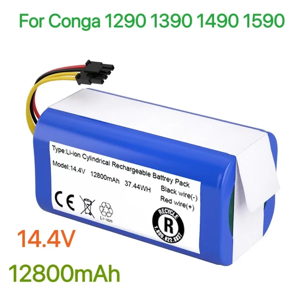 New 14.4V 12800mAh Lithium-ion Battery for Cecotec Conga 1290 1390 1490 1590 Robot Vacuum Cleaner Battery Gutrend Echo 520