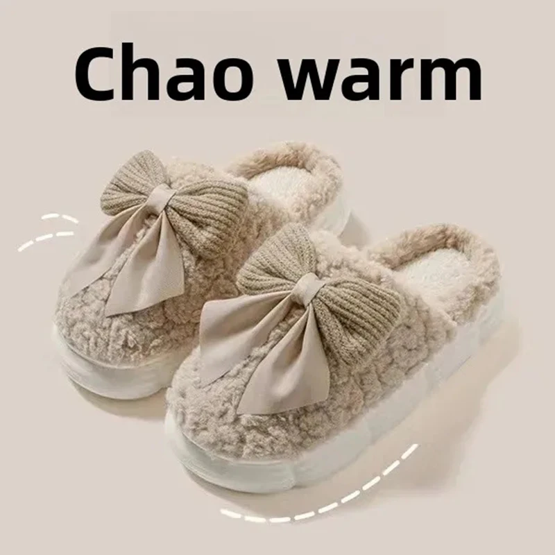 

Indoor Outdoor Use Non Slip Warm Fuzzy House Shoes with Soft Fleece Slippers Daily Wear Women Thick Soled Plush Slippers