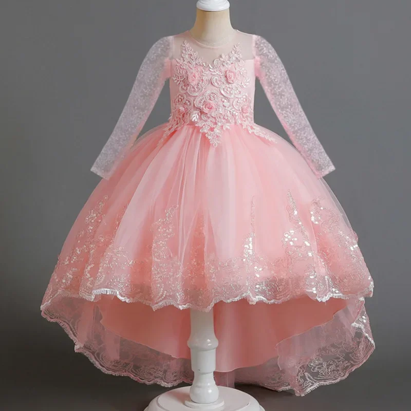 

Flower Girl Dresses for Wedding Children Lace Pageant Long Gown Princess Birthday Party Formal Gala Costume Luxury Evening Dress