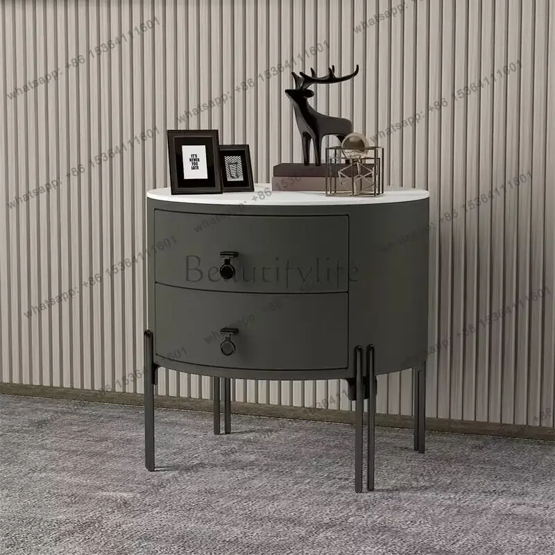 35round rock slab bedside table new simple modern master bedroom bedside storage cabinet