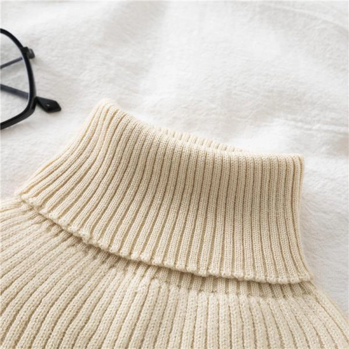 New Knit Wool Neckwear Scarf Detachable Women Pure Color Fake Collar Winter Warm Windproof Neckscarf High Neck Collar