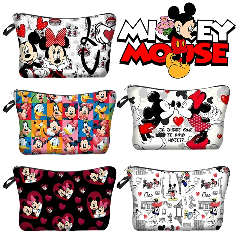 Disney Mickey Mouse Storage Bags Anime Minnie Convenient Large Capacity Makeup Bag Fashion Girls Cosmetic Bag Kids Birthday Gift