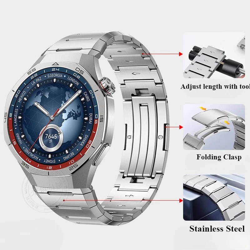 Solid Stainless Steel Strap for Huawei Watch GT5 Pro 46mm, 22mm Watchband for Huawei GT5/GT4/GT3/GT2 46mm Watch Wristband