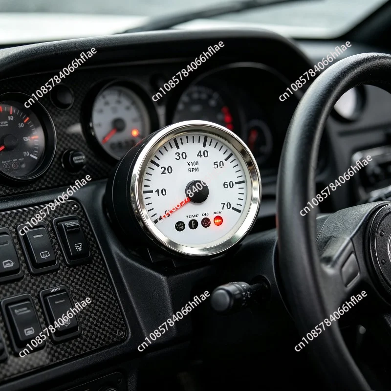 Pointer Tachometer 7000 RPM with Alarm Light Modified Car Marine Tachometer Gauge