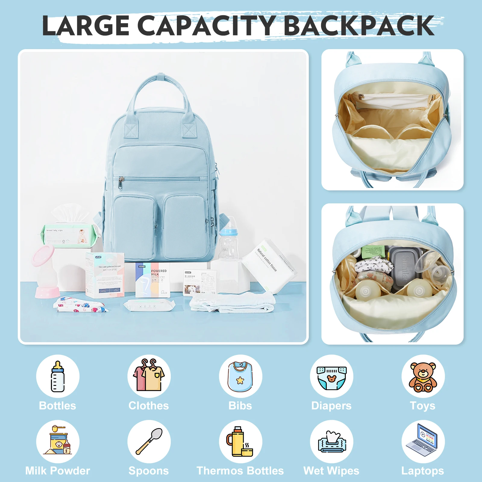 Baby Diaper Bag Backpack, Baby Bag for Boys Girls, Diaper Backpack Large Travel Diaper Bags Shower Gifts Newborn Essentials Bag