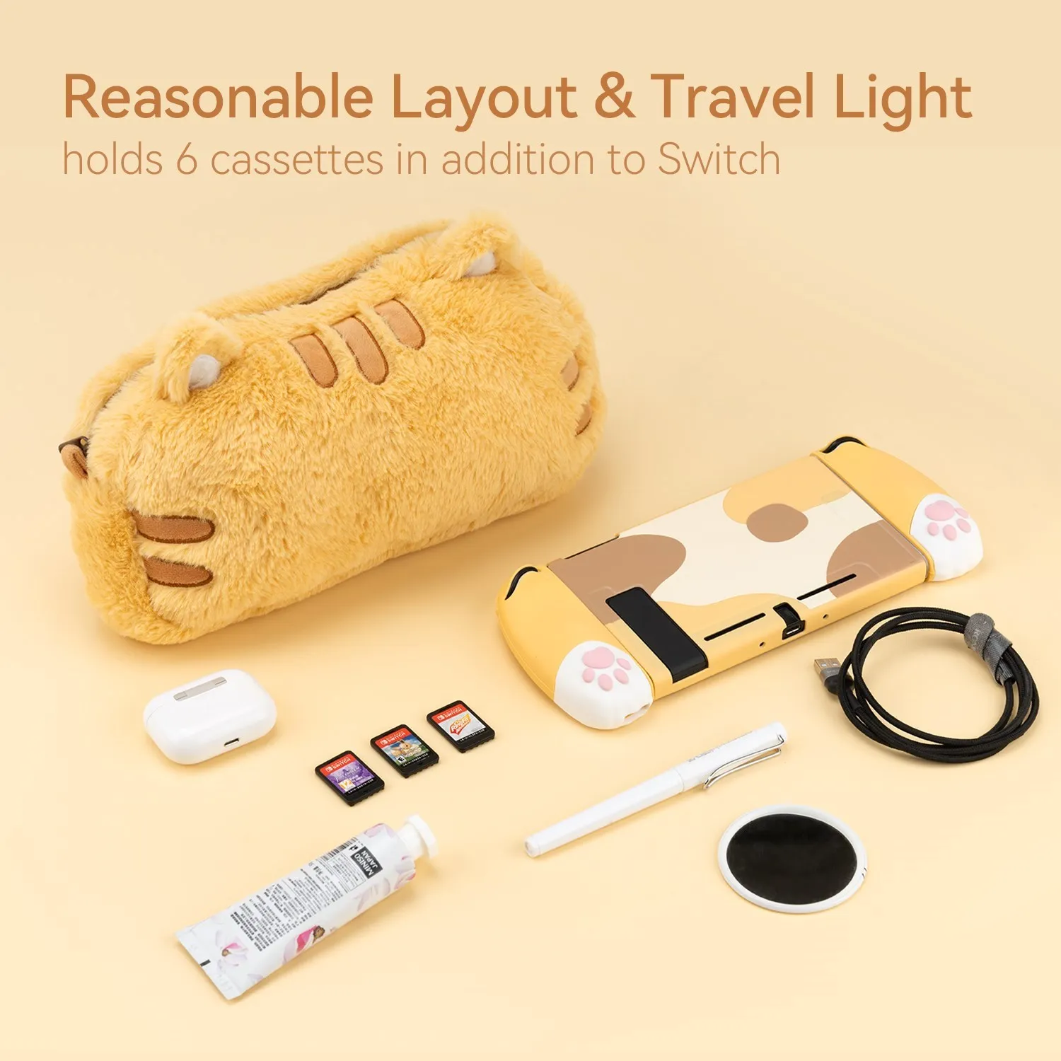 GeekShare Girl Kawaii Cat Nintendo Switch futerał do przenoszenia Cartoon pluszowa torba do przechowywania na przełącznik Oled damskie torby na ramię moda