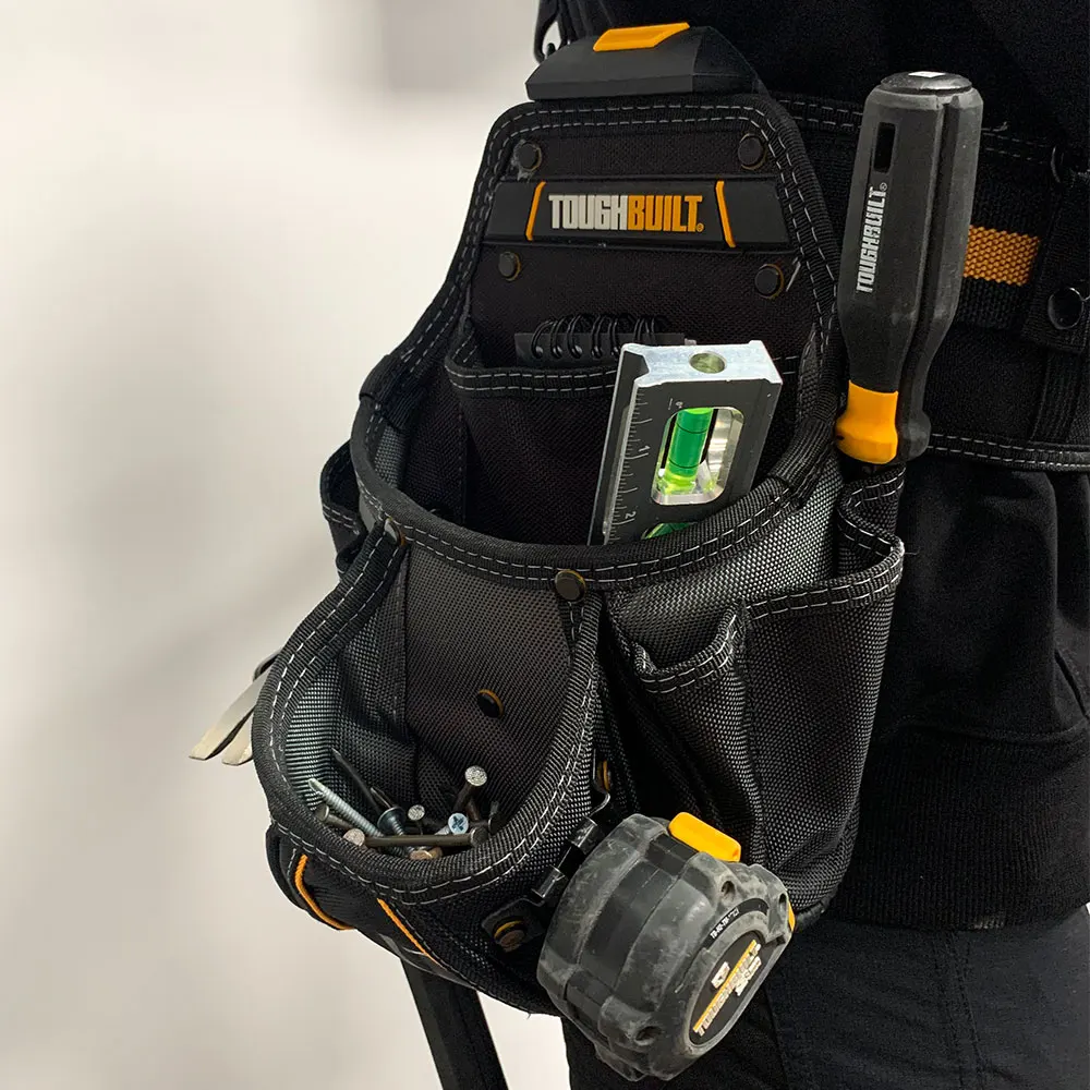 TOUGHBUILT Builder 1680D Heavy-Duty Construction Tool Pouch with Rugged ClipTech Hub & Hammer Loop -  Tool Storage