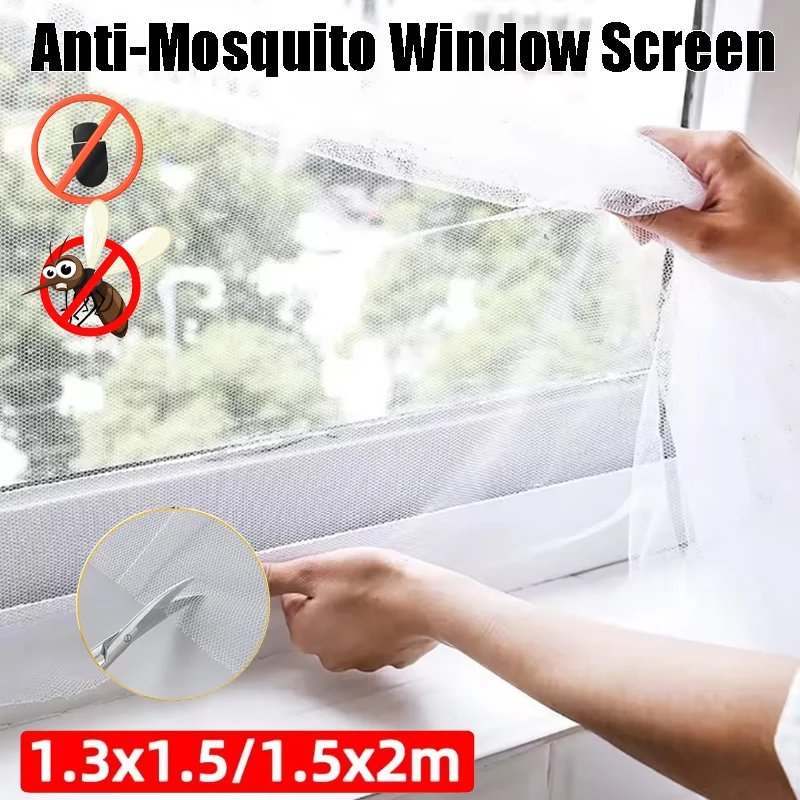 Selbstklebender, dicker Polyester-Fenster-Insektenschutz mit Klettverschluss, abnehmbares Moskitonetz, DIY-Insektenschutz für den Innenbereich, perfekt für den Sommer