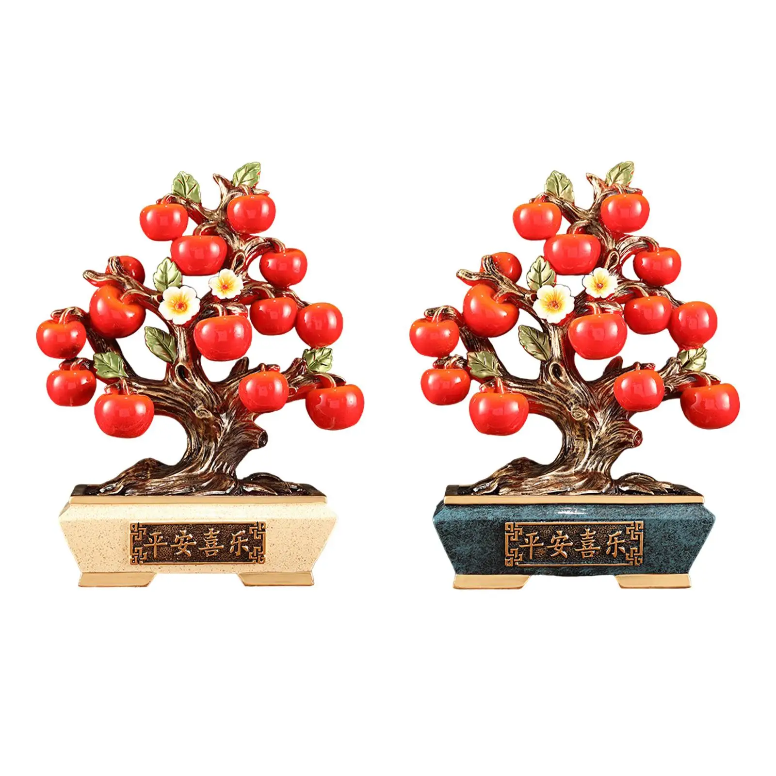 

Persimmon Resin Statue Collectible Desktop Gift Chinese Lucky Decoration for Housewarming Festival Party Living Room Restaurant