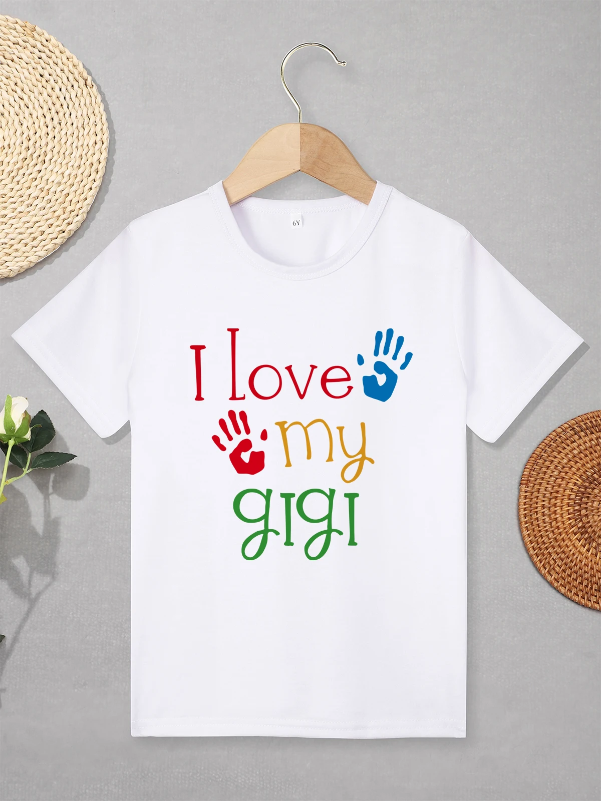 

I Love My Gigi Pattern Children's T-shirts Beautiful Print Cute Toddler Boy Girl Tee Shirt White Basic Summer Clothes Dropship