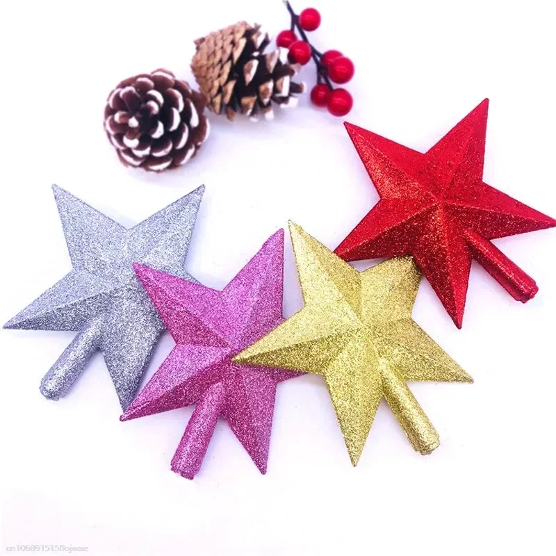 10/15/20cm Christmas Tree Top Star Merry Christmas Decorations for Home Shiny Gold Powder Five-pointed Star New Year's Ornament