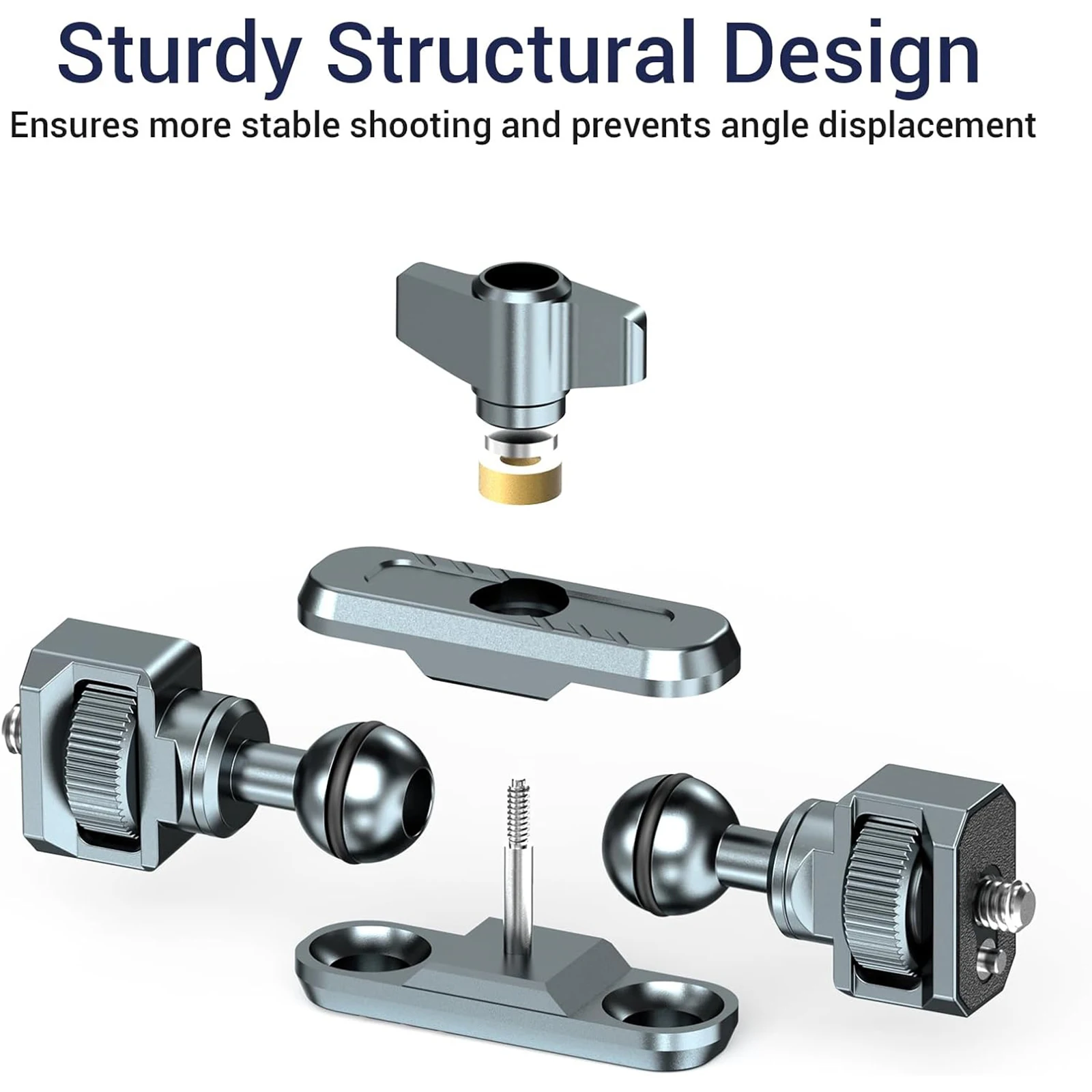 Camera Magic Arm, Flexible Articulating Arm with 1/4” Screws, Field Monitor Mount with Dual Ballhead, Aluminum Magic Arm