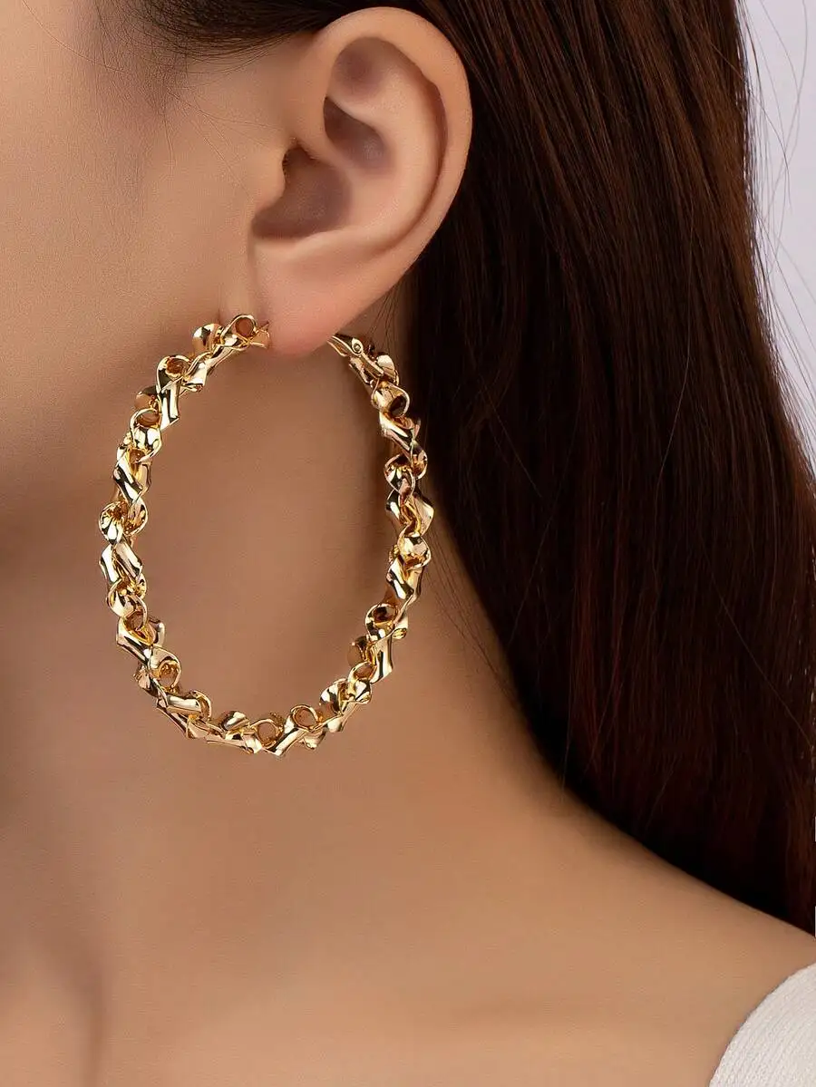Oversized Woven Metal Earrings for Women