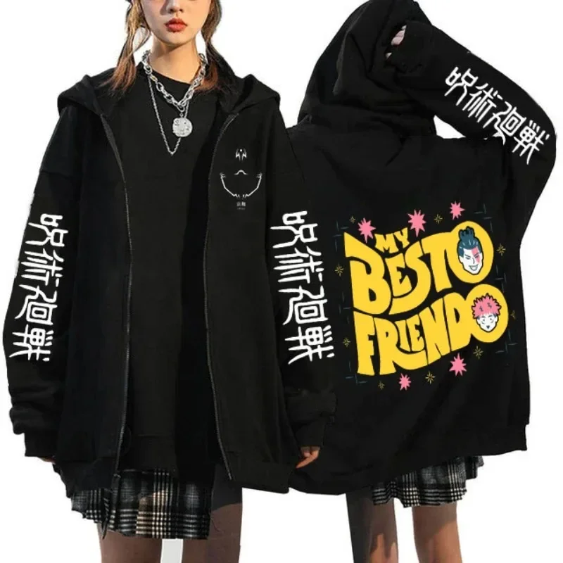 Jujutsu Kaisen-sudaderas con cremallera Gojo Satoru, chaquetas góticas con cremallera, sudaderas Y2k de Anime japonés, ropa de calle Yuji Itadori