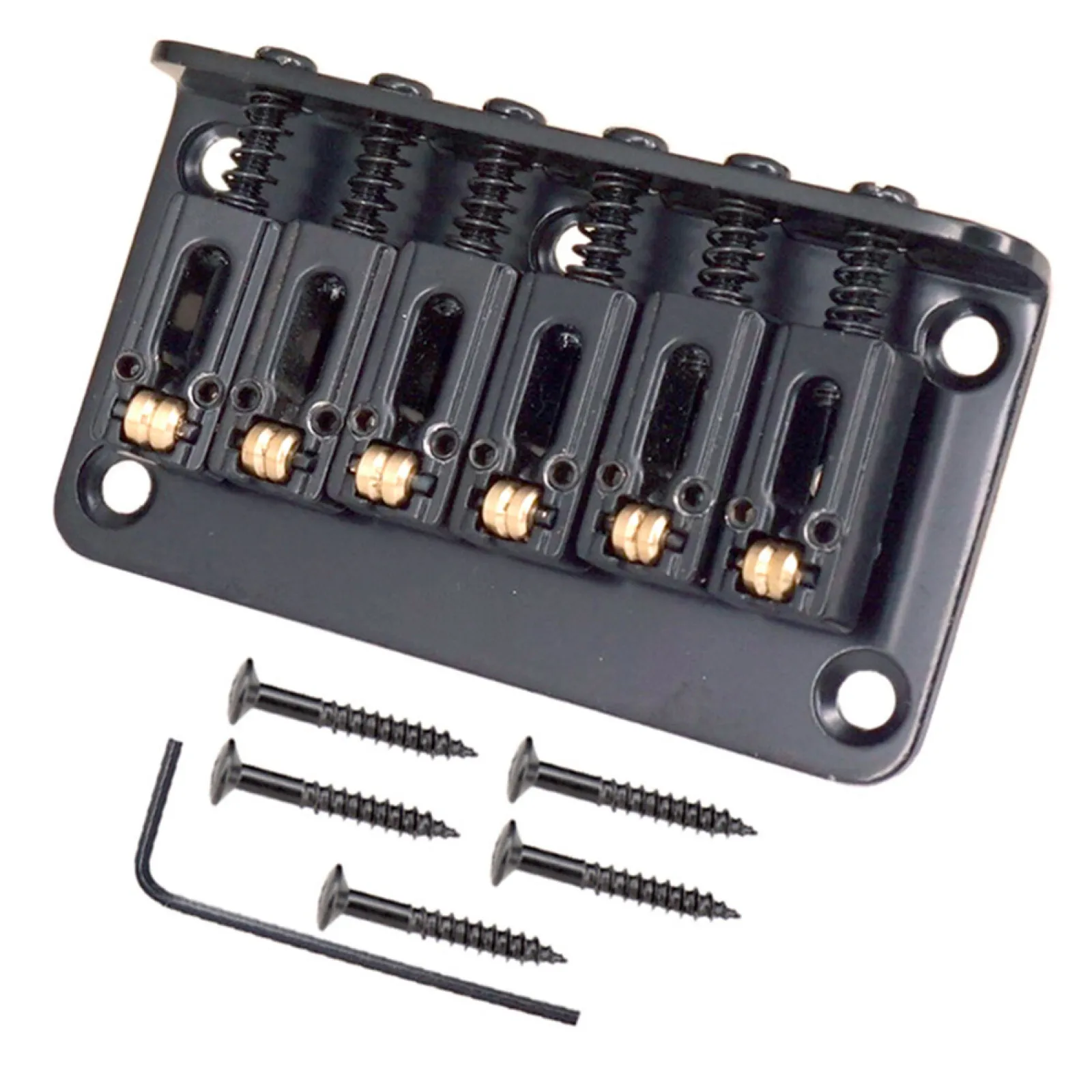 1 مجموعة سوداء 6 سلسلة الأسطوانة السرج جسر معدني هاردتيل للجيتار الكهربائي مع وجع ومسامير