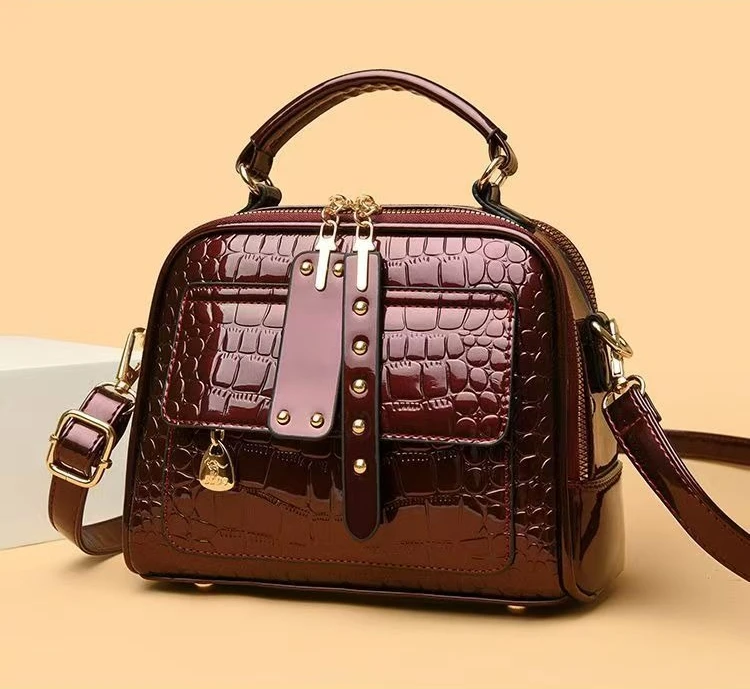 New Fashion Alligator Pattern Women Handbags European Designer Patent Leather Shoulder Female Girl Brand Luxury Crossbody Bag
