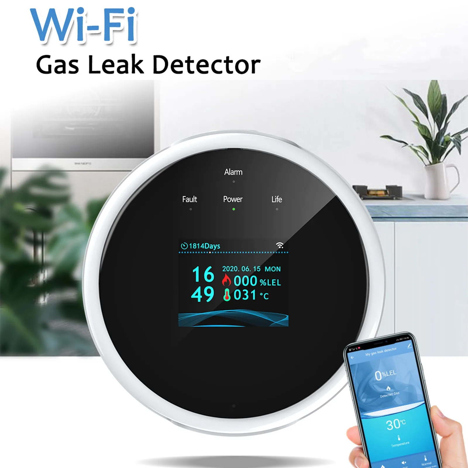 

Датчик природного газа с Wi-Fi, умный бытовой детектор горючих газов с сигнализацией, датчик утечки, Детекторы температуры