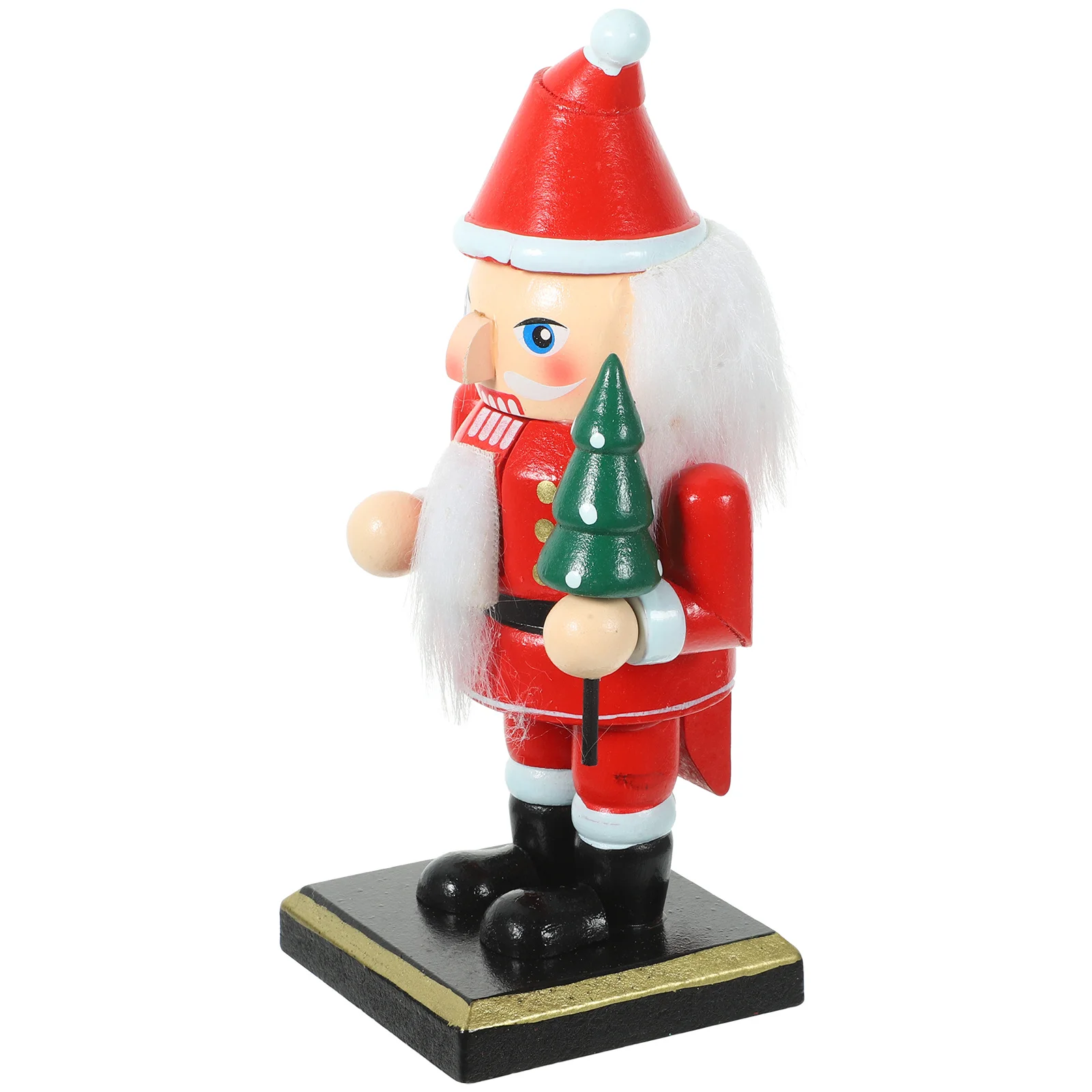 

1pc Wooden Santa Decor Xmas Christmas Gift Desktop Wooden Nutcracker Decor For Home Tabletop Wood Nutcracker Desktop Ornament