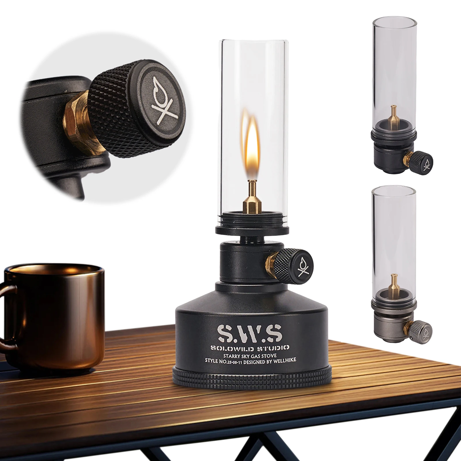 양초 빛 유리 갓 가스 분위기 램프(가스 버너 포함) 양초 랜턴 야외 낚시 캠핑 하이킹을 위한 에너지 절약