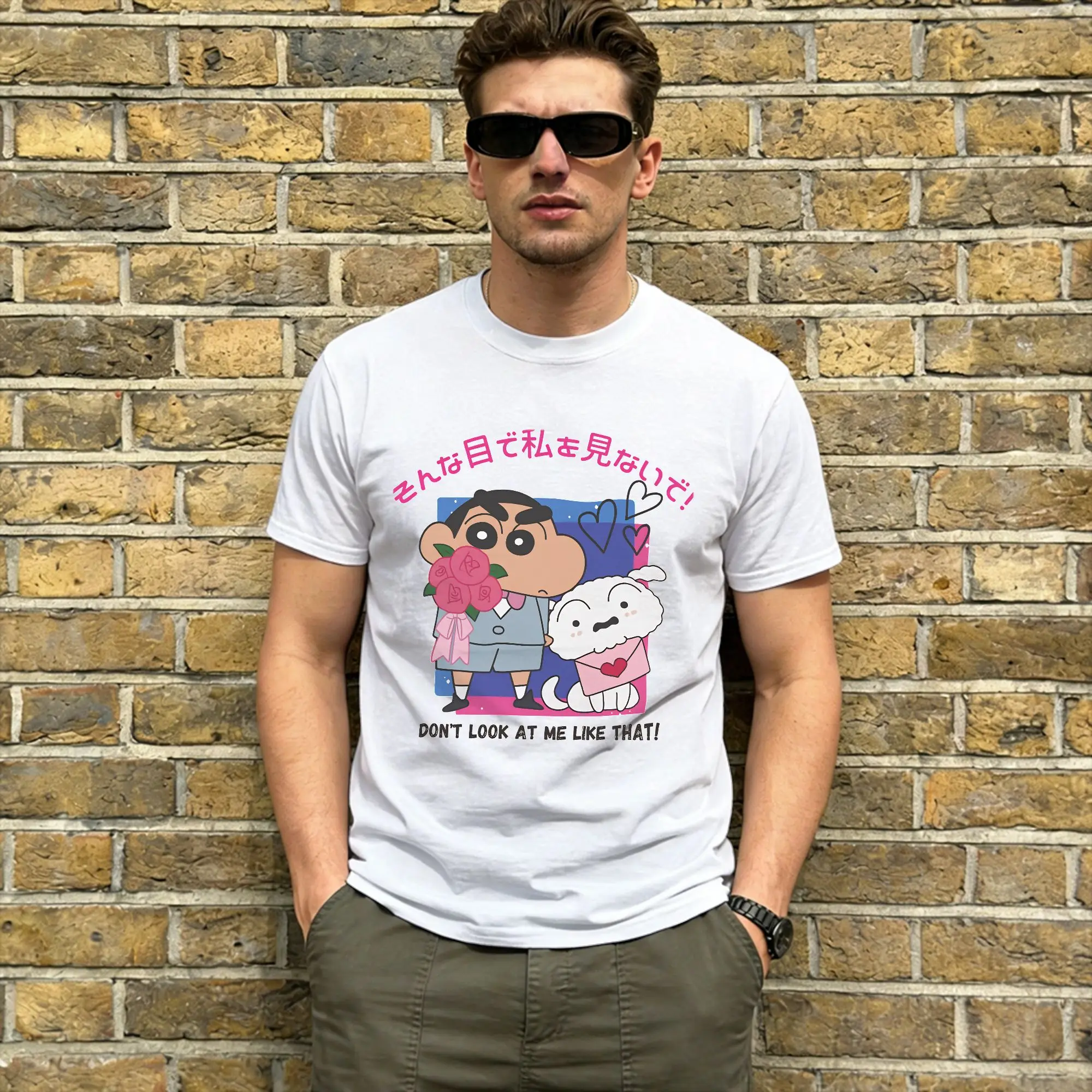 Crayon Shin-chans Men's T Shirt  Funny Tee Shirt Short Sleeve Crew Neck T-Shirt Cotton Plus Size Tops