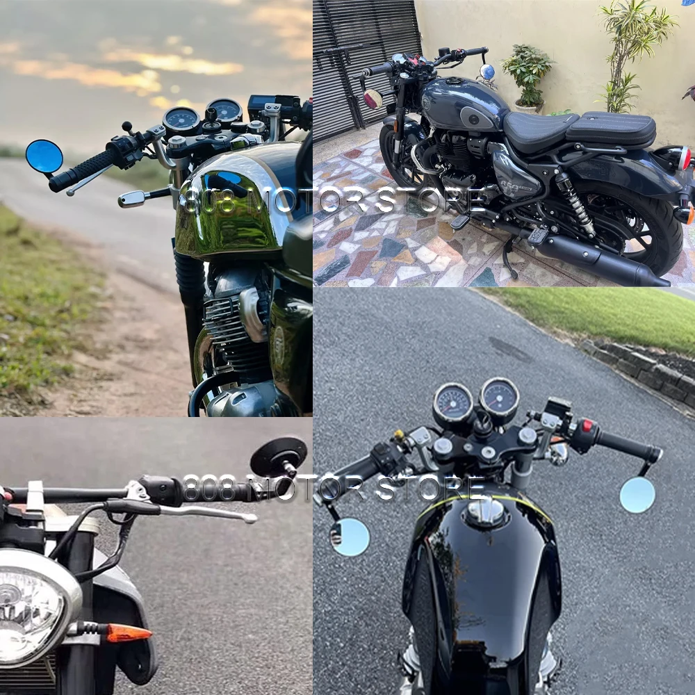 لمرايا الرؤية الخلفية لمقود الدراجة النارية العالمي Bullet 350 500 - 360 °   مرايا جانبية من الألومنيوم قابلة للتعديل ومضادة للاهتزاز