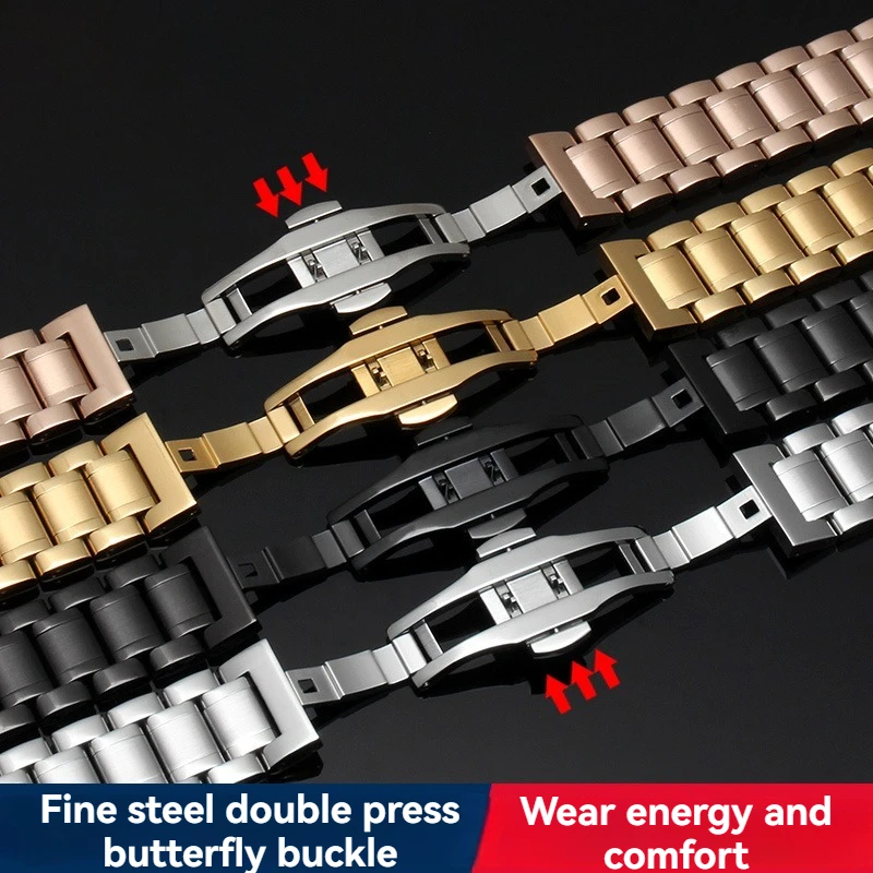 Curved End Watch Band Stainless Steel Strap 14mm 15mm 16mm 17mm 18mm 19mm 20mm 21mm 22mm 23mm 24mm Universal Wristband Men woman