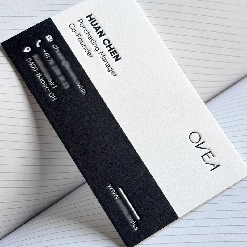 200pcs Personalized Cotton Paper High Grade Letterpress Cards Business Cards Foil Embossing Colorless Debossing Cards 3D Logo