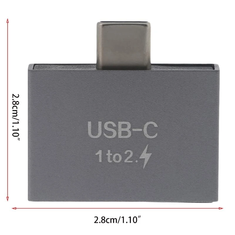Tamanho compacto usb c macho para duplo usb c fêmea divisor para tipo c cabo de dados metal para escudo usb c divisor convte ferramenta