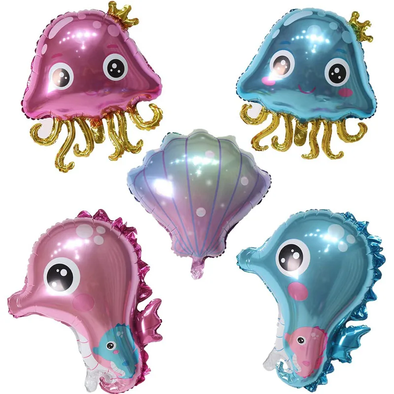 

Ocean Animal Balloons Jellyfish Sea Horse Shell Foil Balloons for Birthday Baby Shower Party Decor Under The Sea Party Supplies