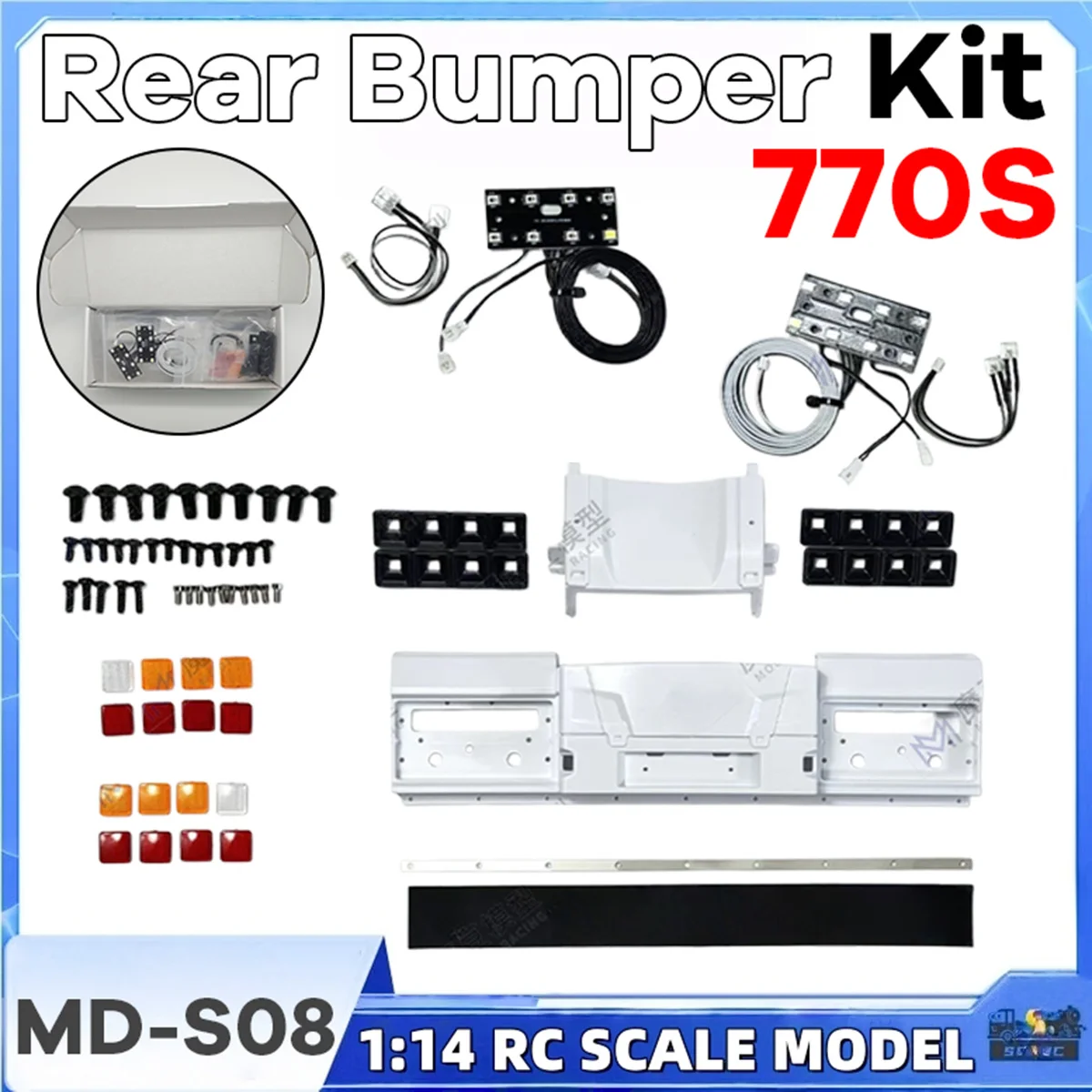 770s Rear Bumper Kit LED Taillight Lamp Set MD-S08 1 set For 1/14 Tamiyaa RC European Truck Tractor SCANIAA MODO Toy Model Parts
