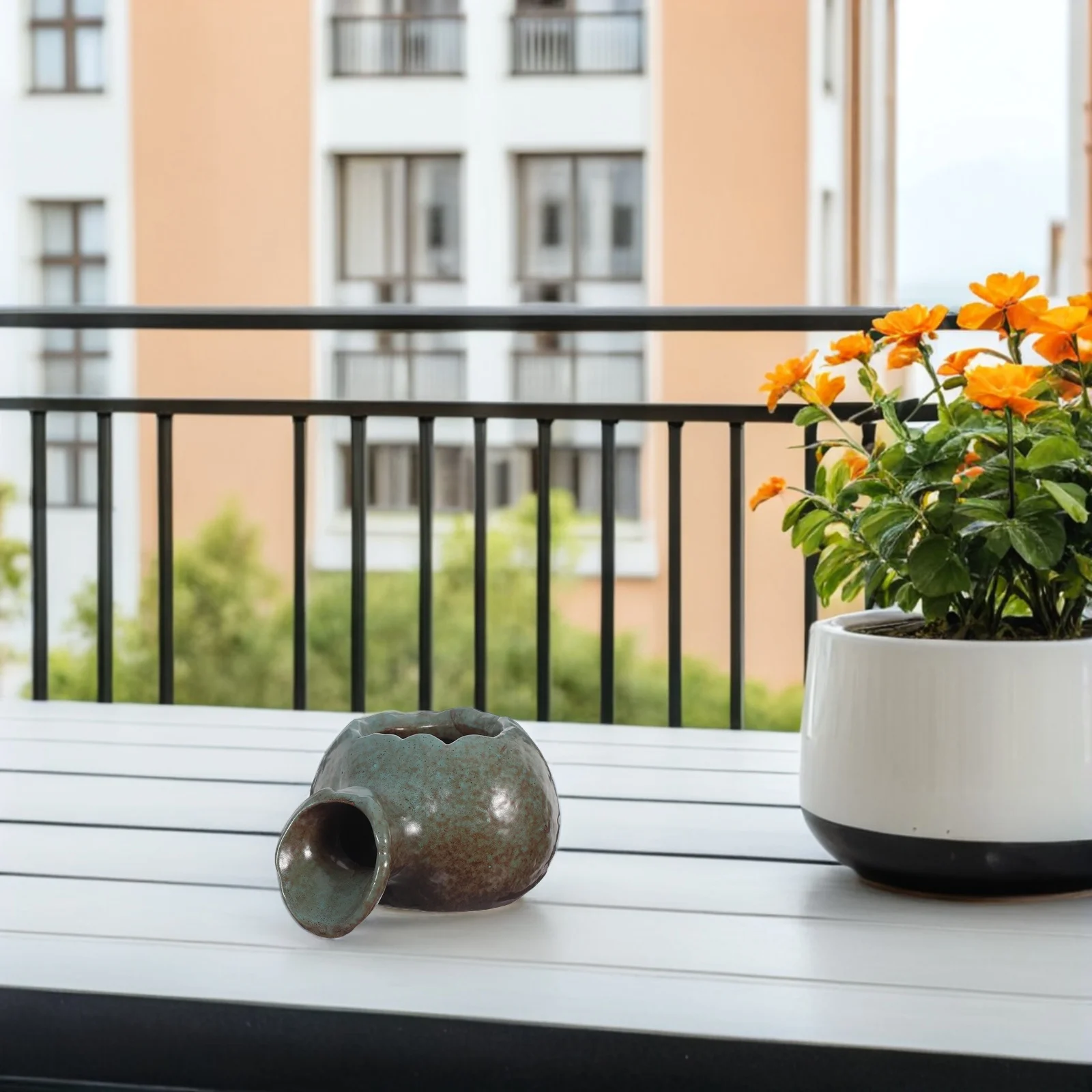 

Ceramic Pot Fountain Water Circulation Feature for Aquarium Fish Tank Indoor Outdoor Zen Garden Decor Aesthetic Pond Spitter Eco