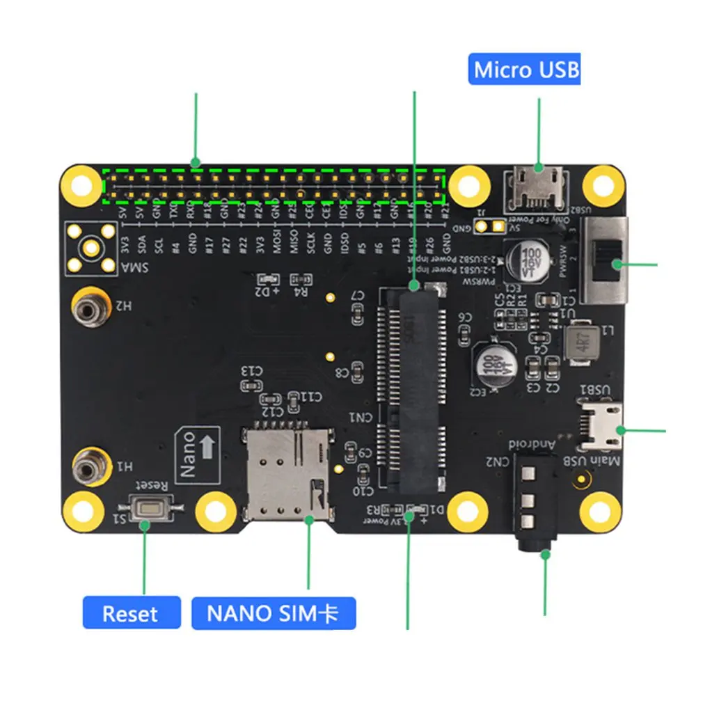 

Портативная плата расширения USB с слотом для SIM-карты, модуль Mini 3G/4G/LTE, вертикальная карта адаптера HAT для Raspberry Pi, оптовая продажа