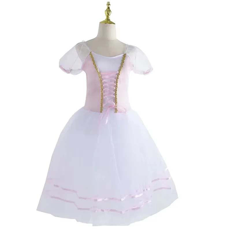 Nuevo tutú romántico Giselle trajes de Ballet niñas niño Velet vestido largo de tul vestido de bailarina de Skate vestido de coro de manga abombada