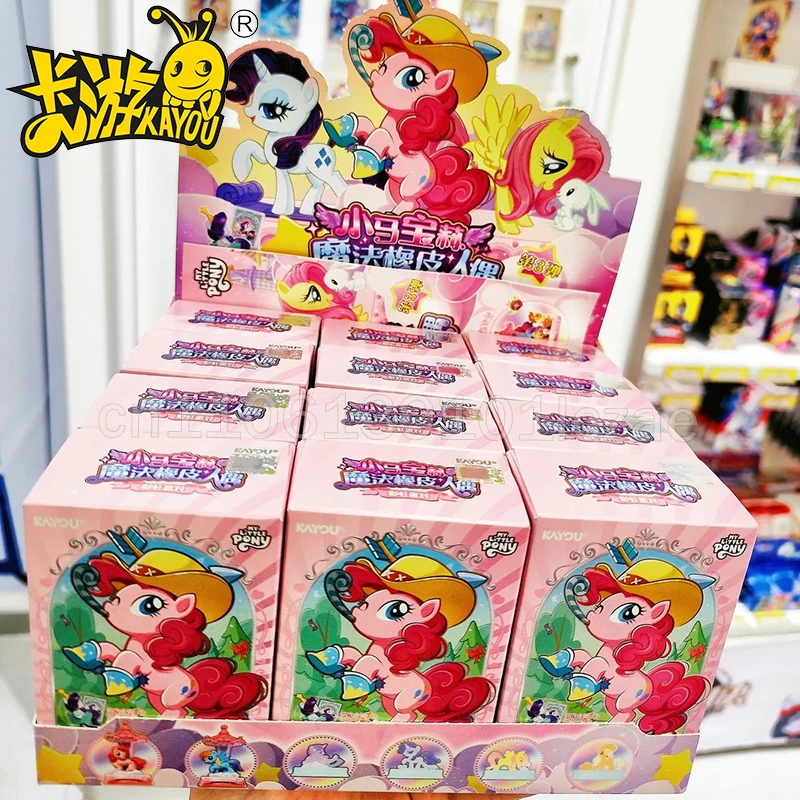

KAYOU My Little Pony Series 3 Magic Eraser Rainbow Party Figure Hidden Shining Xp Card Pinkie Pie Fluttershy Collectible Toy