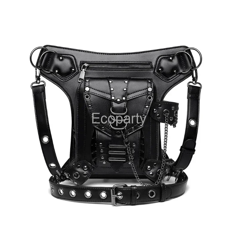 Novo saco de cintura feminino gótico fanny packs motocicleta hip gota perna sacos steampunk coldre bolsa ombro masculino couro do plutônio crossbody sacos