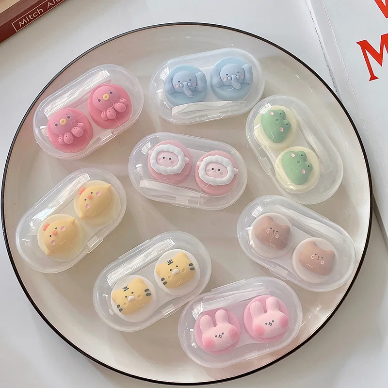 Cute Octopus Contact Lens Case Women Lovely Cartoon Colored Lenses Container Beauty Lens Storage Box Travel Set Gift Girl