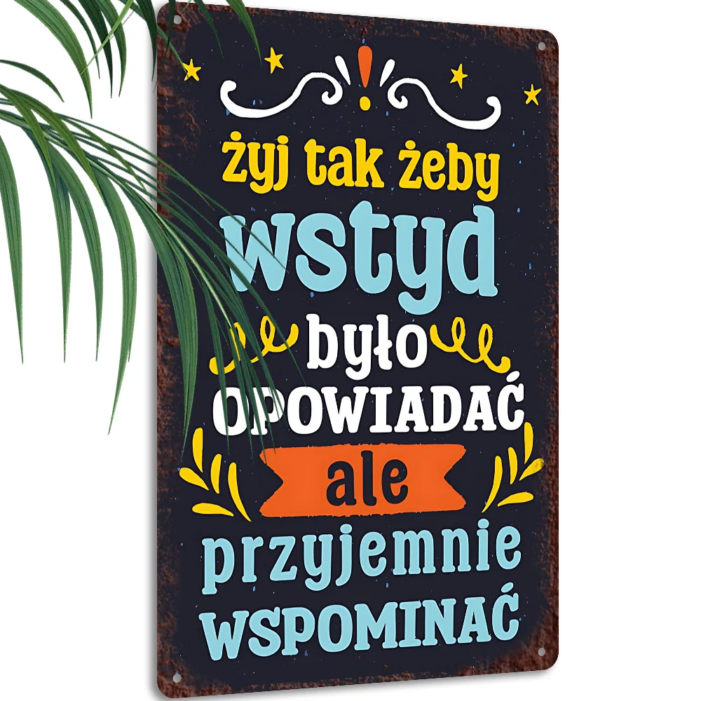 1 plaque murale en métal vintage avec citation de philosophie de vie polonaise, art mural motivant en fer avec proverbe polonais