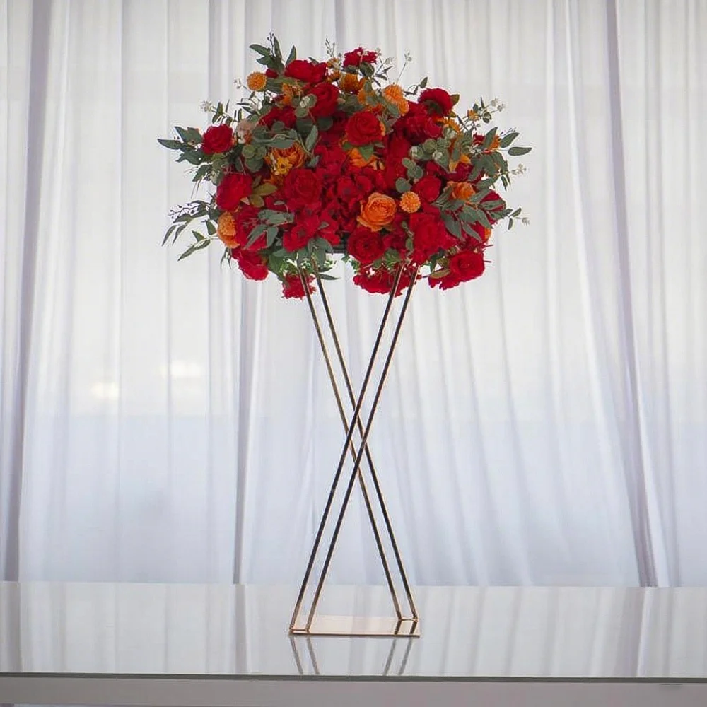 

5/10PCS Golden Shiny Iron Flower Stand 31 Inch High Centre De Table Mariage Centerpieces Frame Party Decor Home Decoration
