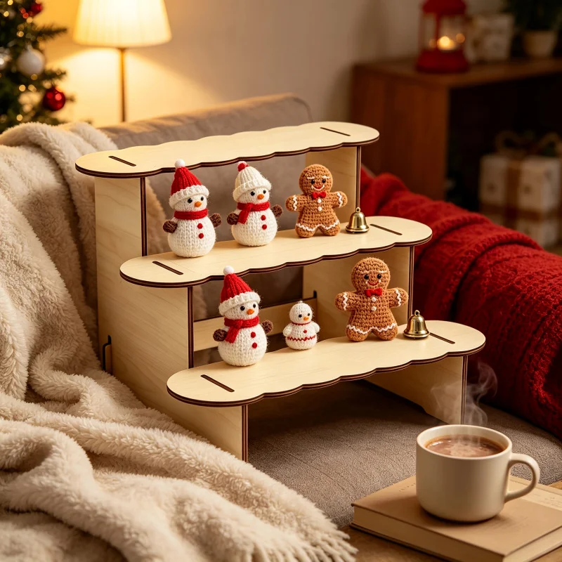 Multi-Tier Wooden Desktop Shelf Home Storage Display Stand Eco-Friendly Desktop Organizer for Office And Home