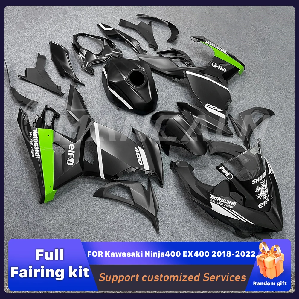 

Подходит для KAWASAKI Ninja400 EX400 2018-2022, полный комплект обтекателей из АБС-пластика, черный, зеленый, комплект обтекателей для мотоцикла, окрашенный кузов на заказ