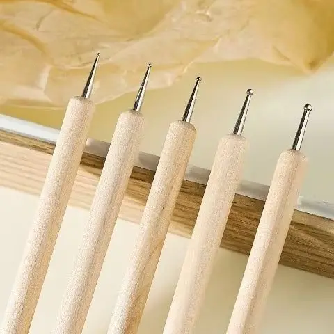 5 Pcs/set Nail Art Dotting Pen Crystal Beads Handle Dual-ended Drawing Painting Rhinestones Manicure Tools