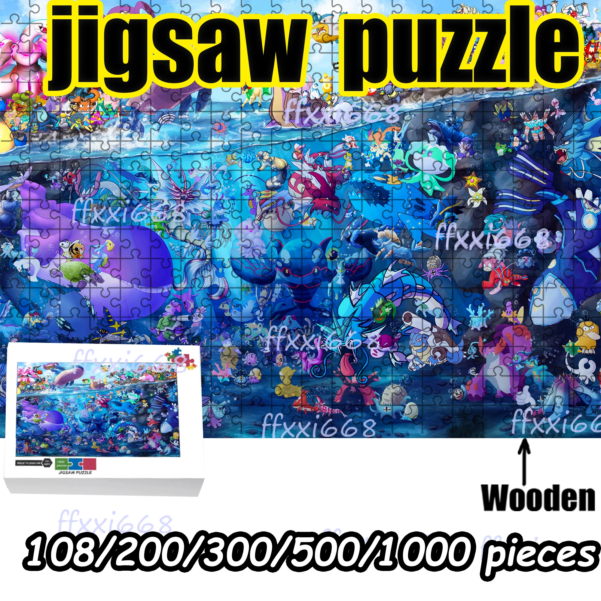 

Pokemon Underwater World Jigsaw Puzzle 108/200/300/500/1000 Pieces Wooden Puzzle High Quality Gift Fun gift Toy