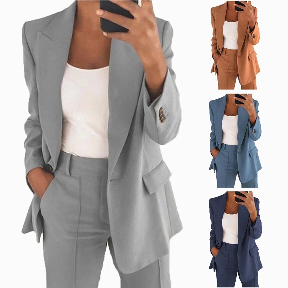 

Women's suit jacket ，AliExpress 2023 new fashion advanced slim-fit lapel cardigan style suit jacket set for women