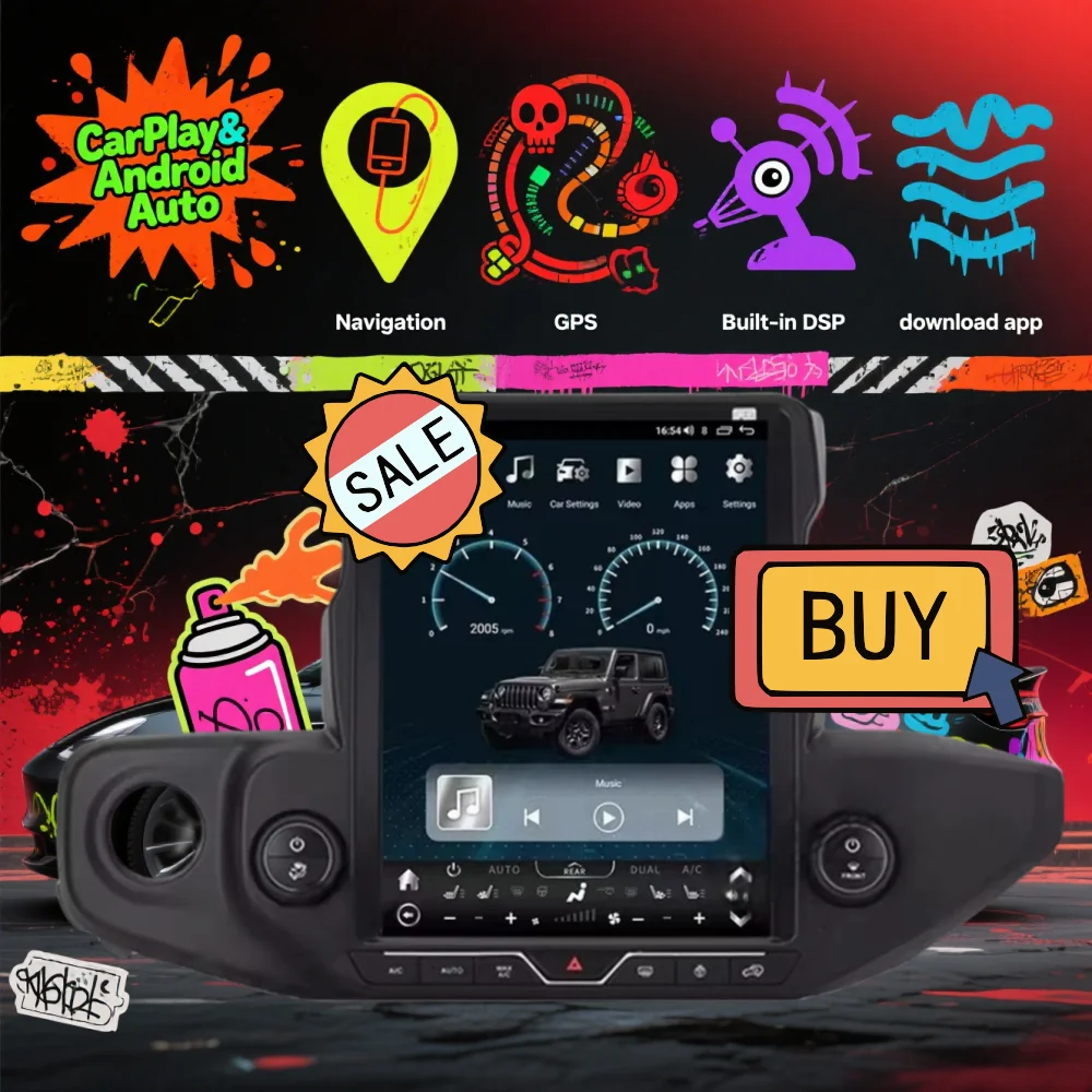 

13,3-дюймовый ЖК-экран для Jeep Wrangler JL 2018-2024 Carplay Android 13, автомобильный мультимедийный плеер, GPS-навигация, авторадио, головное устройство